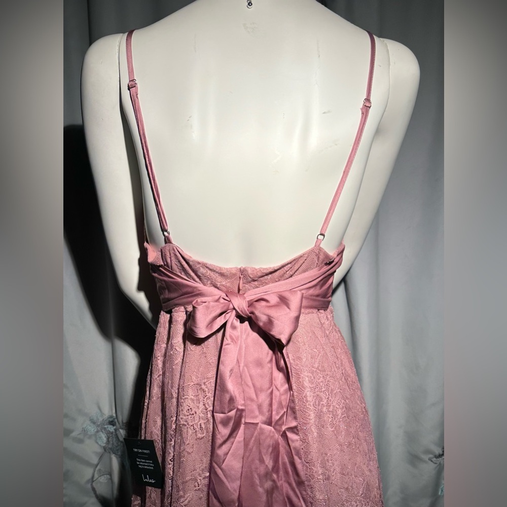 👗Lulu’s Dazzling Cutie Mauve Pink Glitter Lace Sleeveless Midi Dress, size M - Picture 5 of 9